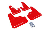 Rally Armor MF8-UR-RD/WH FITS: 2007+ Mitsubishi Lancer (doesnt fit Sportback) UR Red Mud Flap w/ White Logo