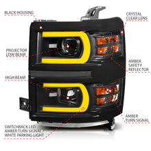 Load image into Gallery viewer, ANZO - [product_sku] - ANZO 14-15 Chevrolet Silverado 1500 Projector Headlights w/ Plank Style Switchback Black w/ Amber - Fastmodz