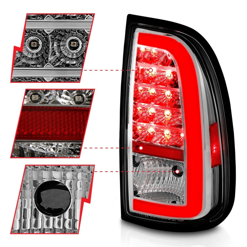 ANZO 311413 FITS 00-06 Toyota Tundra LED Taillights w/ Light Bar Chrome Housing Clear Lens