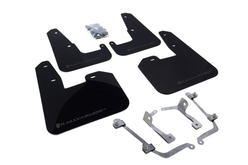 Rally Armor MF15-UR-BLK/GRY FITS: V2 08-11 STI (hatch only) / 11 WRX (hatch only) UR Black Mud Flap w/ Grey Logo