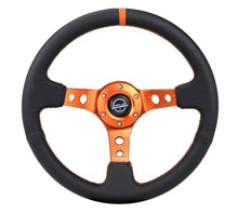 Load image into Gallery viewer, NRG RST-006OR - Reinforce Steering Wheel (350mm / 3in. Deep) Blk Leather, Orange Center Mark w/ Orange Stitching