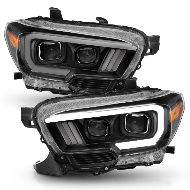 ANZO - [product_sku] - ANZO 2016-2017 Toyota Tacoma Projector Headlights w/ Plank Style Switchback Black w/ Amber w/ DRL - Fastmodz