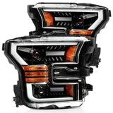 AlphaRex 880158 - 15-17 Ford F-150 PRO-Series Proj Headlights Plank Style Gloss Blk w/Activ Light/Seq Signal