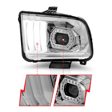 Load image into Gallery viewer, ANZO 121567 FITS 05-09 Ford Mustang (w/Factory Halogen HL Only) Projector Headlights w/Light Bar Chrome Housing