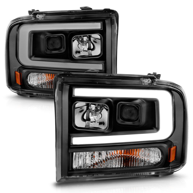 ANZO 111551 FITS 111551 FITS 99-04 Ford F250/F350/F450/Excursion (excl 99) Projector Headlightsw/ Light Bar Black Housing