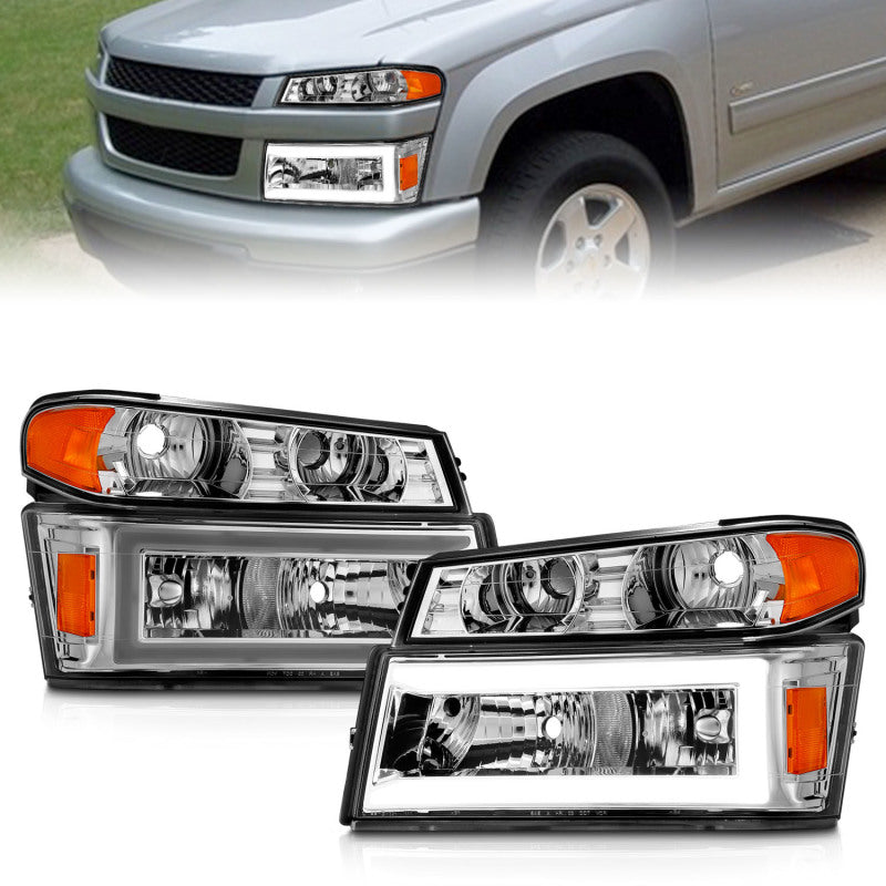 ANZO 111559 FITS 04-12 GM Colorado/Canyon/I-Series Crystal Headlightsw/ Light Bar Chrome Housing 4pcs