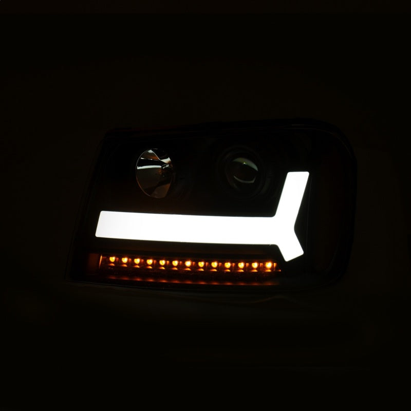 ANZO - [product_sku] - ANZO 2006-2009 Chevrolet Trailblazer Projector Headlights w/ Plank Style Design Black w/ Amber - Fastmodz