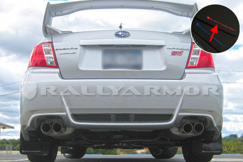 Rally Armor MF19-UR-BLK/RD FITS: 11+ STI/WRX Sedan Only UR Black Mud Flap w/ Red Logo