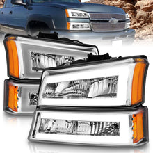 Load image into Gallery viewer, ANZO 111502 FITS: 2003-2006 Chevrolet Silverado 1500 Crystal Headlights w/ Light Bar Chrome Housing