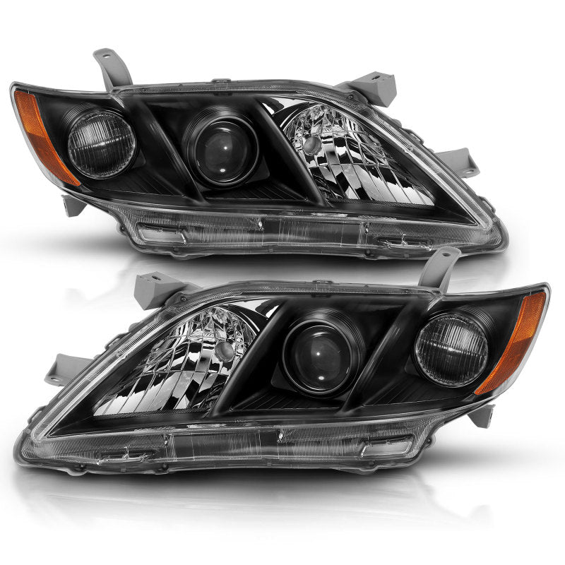 ANZO 121539 FITS: 2007-2009 Toyota Camry Projector Headlight Black Amber