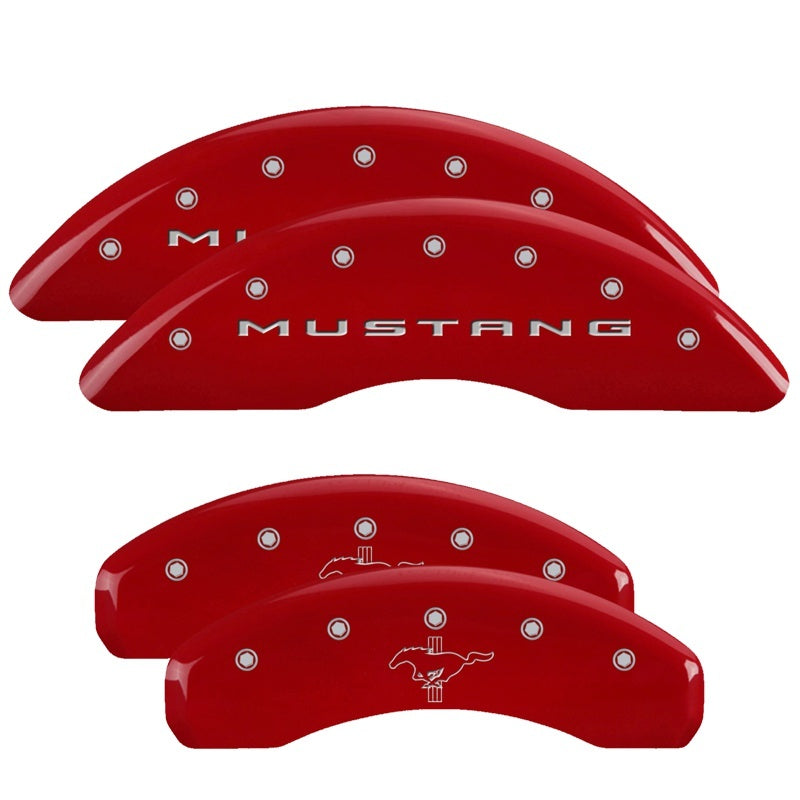 MGP 10204SMB2RD FITS 4 Caliper Covers Engraved Front 2015/Mustang Engraved Rear 2015/Bar & Pony Red/Silve 19in. Min