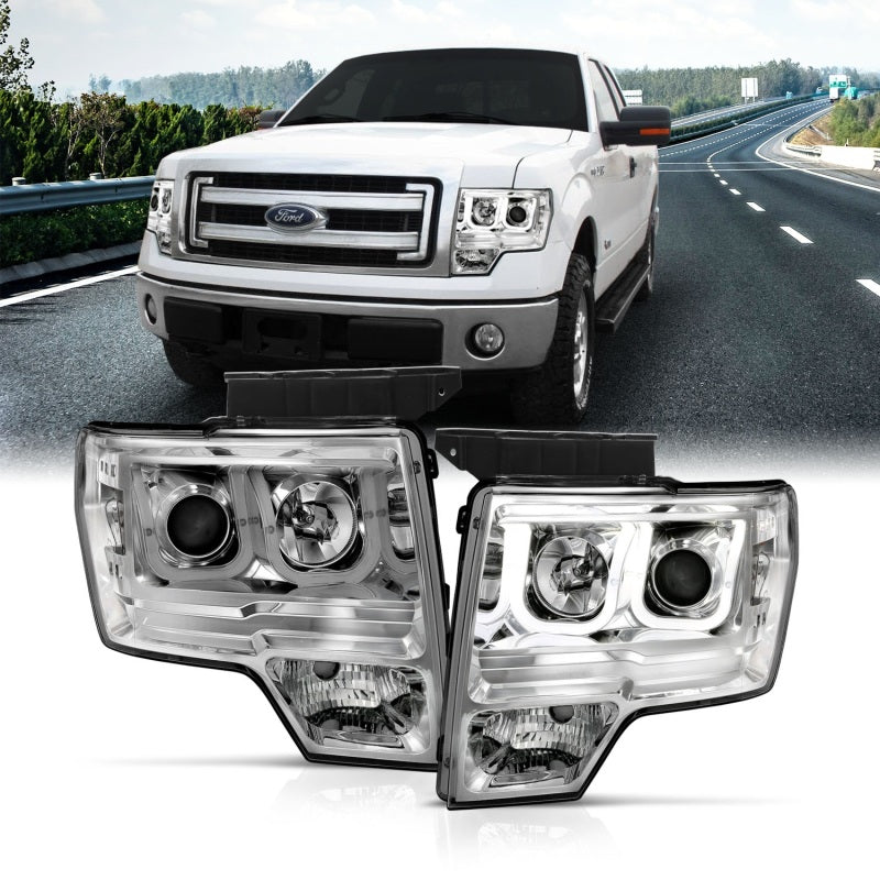 ANZO 111264 -  FITS: 2009-2014 Ford F-150 Projector Headlights w/ U-Bar Chrome