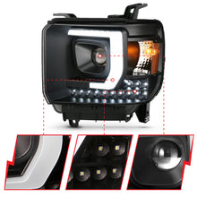 Load image into Gallery viewer, ANZO 111450 -  FITS: 2014-2015 Gmc Sierra 1500HD Projector Plank Style Headlight Black W/ Drl