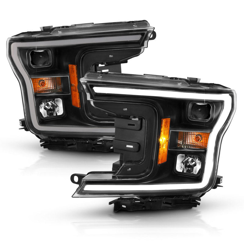ANZO - [product_sku] - ANZO 2018-2019 Ford F-150 Projector Plank Style H.L. Black Amber (Without Switchback) - Fastmodz