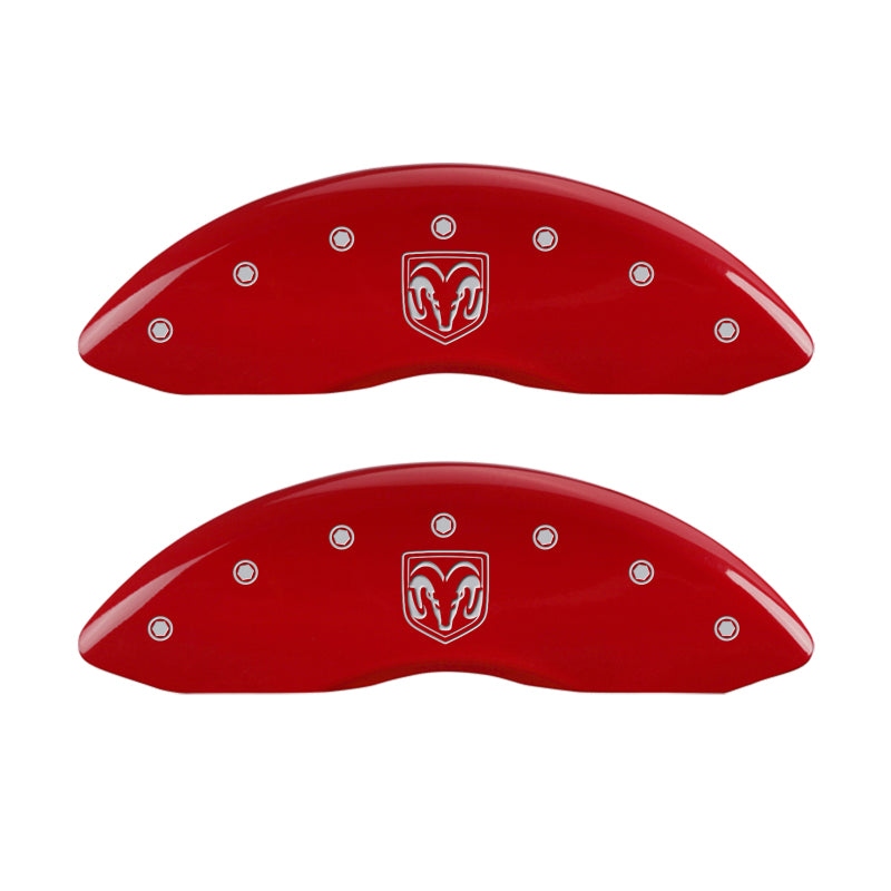 MGP 55002SRMHRD - 4 Caliper Covers Engraved Front RAM Engraved Rear RAMHEAD Red finish silver ch