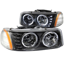 Load image into Gallery viewer, ANZO - [product_sku] - ANZO 1999-2006 Gmc Sierra 1500 Crystal Headlights w/ Halo and LED Black - Fastmodz