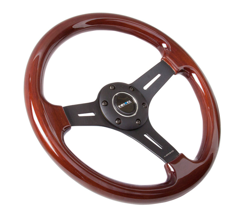 NRG ST-015-1BK - Classic Wood Grain Steering Wheel (330mm) Wood Grain w/Matte Black 3-Spoke Center