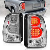 ANZO 311373 FITS 2002-2009 Chevrolet Trailblazer LED Tail Lights w/ Light Bar Chrome Housing Clear Lens