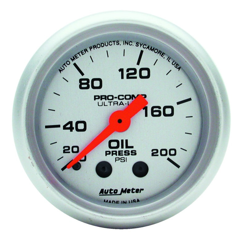 AutoMeter 4322 - Autometer Ultra-Lite 52mm 0-200 PSI Mechanical Oil Pressure Gauge