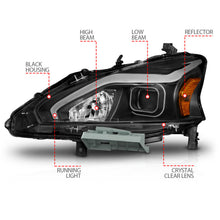 Load image into Gallery viewer, ANZO 121569 FITS 121569 FITS 13-15 Nissan Altima (w/o Factory HID Bulbs) Projector Headlightsw/ Light Bar Black Housing