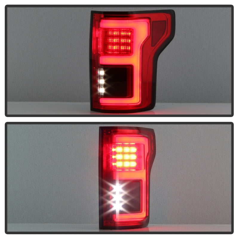 SPYDER 5085320 - Spyder 15-18 Ford F-150 LED Tail Lights (w/Blind Spot)Red Clear (ALT-YD-FF15015BS-LBLED-RC)