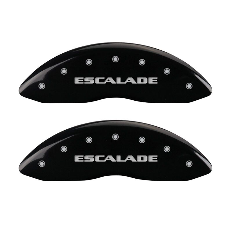 MGP 35015SESCBK - 4 Caliper Covers Engraved Front & Rear Escalade Black finish silver ch