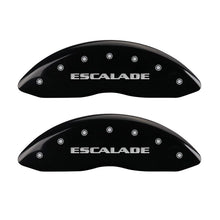 Load image into Gallery viewer, MGP 35015SESCBK - 4 Caliper Covers Engraved Front &amp; Rear Escalade Black finish silver ch