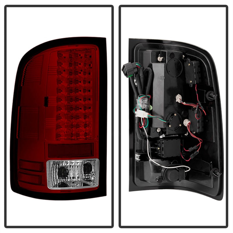 SPYDER 5014955 - Spyder GMC Sierra 07-13 (Not 3500 Dually 4 Rear Wheels)LED Tail Lights Red Clear ALT-YD-GS07-LED-RC