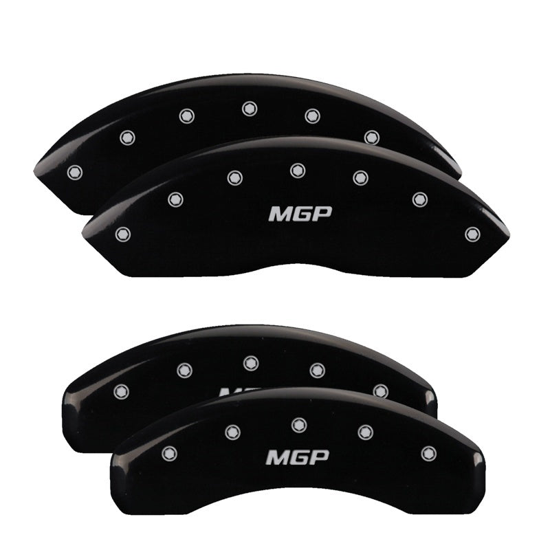 MGP 35015SESCBK - 4 Caliper Covers Engraved Front & Rear Escalade Black finish silver ch