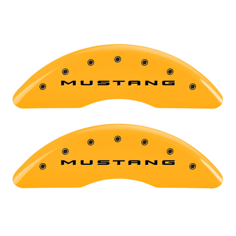 MGP 10200S2MGYL FITS 4 Caliper Covers Engraved Front 2015/Mustang Engraved Rear 2015/GT Yellow finish black ch