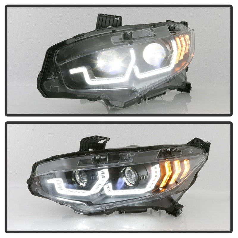 SPYDER 5087539 - Spyder Honda Civic 16-18 2DR/4DR/Hatchback Headlight Black PRO-YD-HC16PL-SEQ-BK