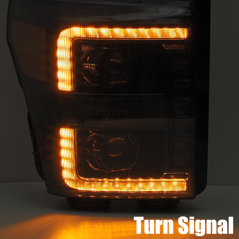 AlphaRex 880140 FITS 11-16 Ford F-250 SD PRO-Series Projector Headlights Plank Style Alpha Black w/Seq Signal