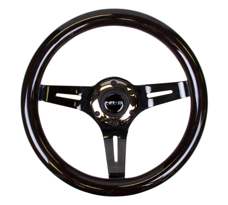 NRG ST-310BK-BK - Classic Wood Grain Steering Wheel (310mm) Black w/Black Chrome 3-Spoke Center