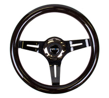 Load image into Gallery viewer, NRG ST-310BK-BK - Classic Wood Grain Steering Wheel (310mm) Black w/Black Chrome 3-Spoke Center