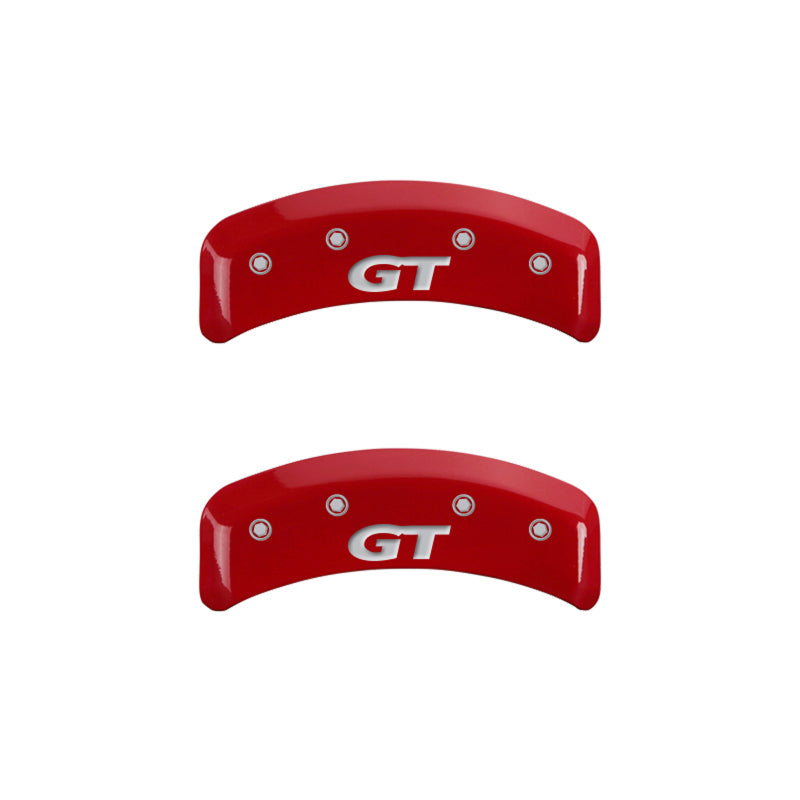 MGP 10095SMG1RD FITS 4 Caliper Covers Engraved Front Mustang Engraved Rear SN95/GT Red finish silver ch