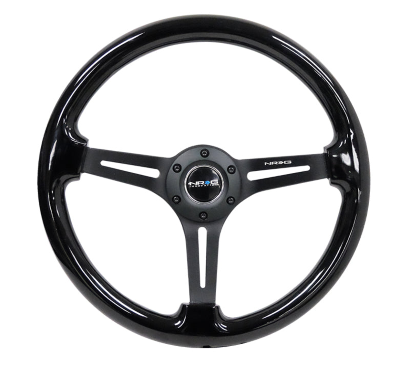 NRG Reinforced Steering Wheel (350mm / 3in. Deep) Blk Wood w/Blk Matte Spoke/Black Center Mark - free shipping - Fastmodz