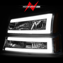 Load image into Gallery viewer, ANZO 111502 FITS: 2003-2006 Chevrolet Silverado 1500 Crystal Headlights w/ Light Bar Chrome Housing