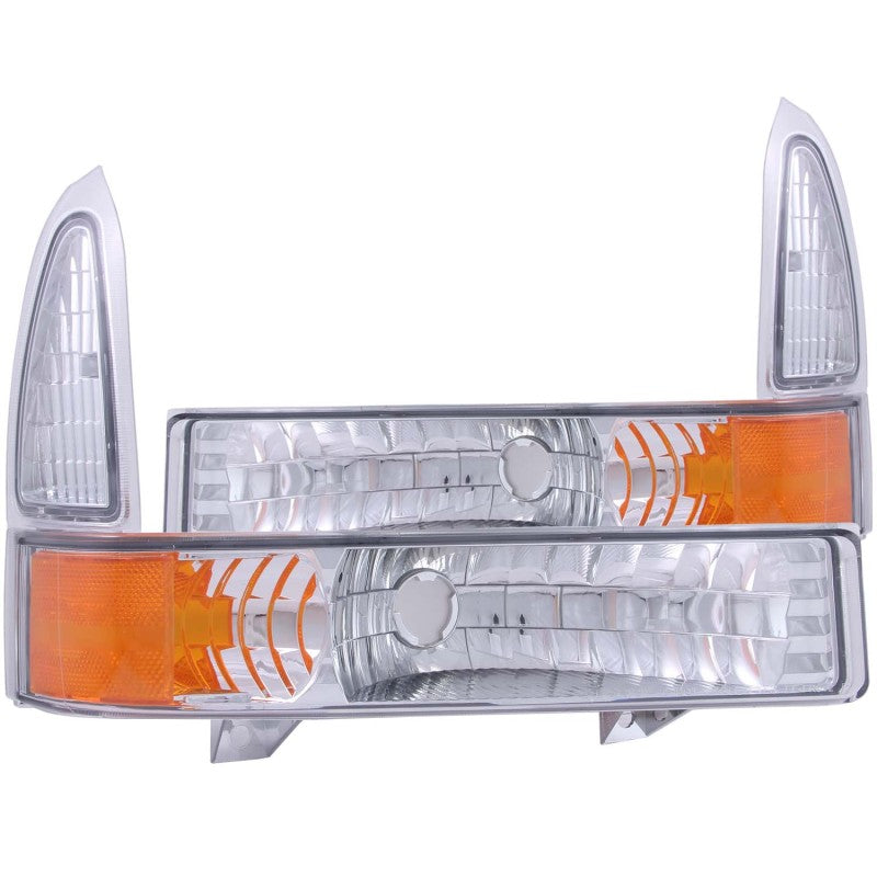 ANZO - [product_sku] - ANZO 2000-2004 Ford Excursion Euro Parking Lights Chrome w/ Amber Reflector - Fastmodz