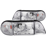 ANZO 121195 FITS: 1987-1993 Ford Mustang Crystal Headlights Chrome w/ Corner Lights 2pc