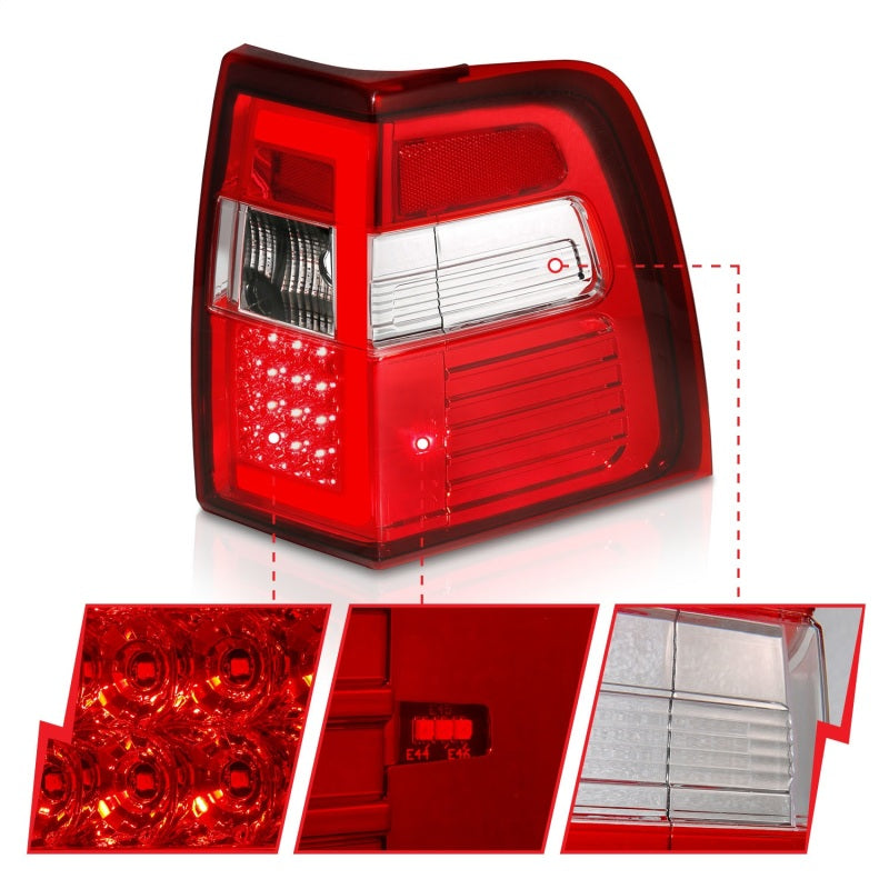 ANZO 311410 FITS 07-17 For Expedition LED Taillights w/ Light Bar Chrome Housing Red/Clear Lens