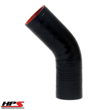 Load image into Gallery viewer, HPS 1-3/8&quot; ID High Temp 4-ply Reinforced Silicone 45 Degree Elbow Coupler Hose Black (35mm ID)