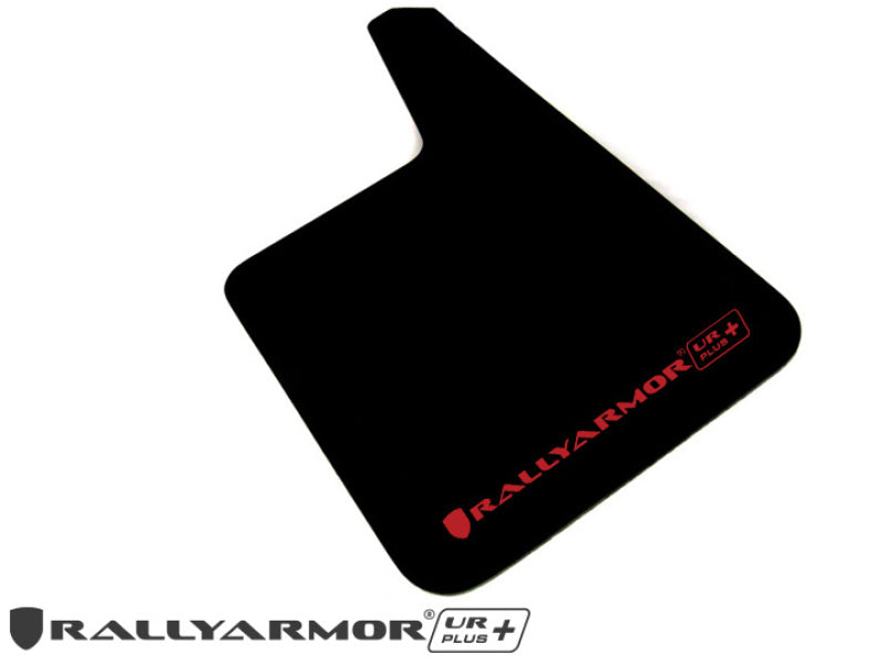 Rally Armor MF20-URP-BLK/RD FITS: Larger Universal fitment (no hardware) UR Plus Black Mud Flap w/ Red Logo