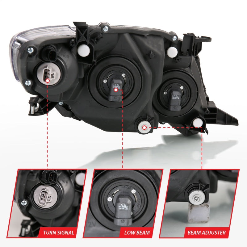ANZO 121541 - FITS: 2009-2010 Toyota Corolla Crystal Headlight Black Amber