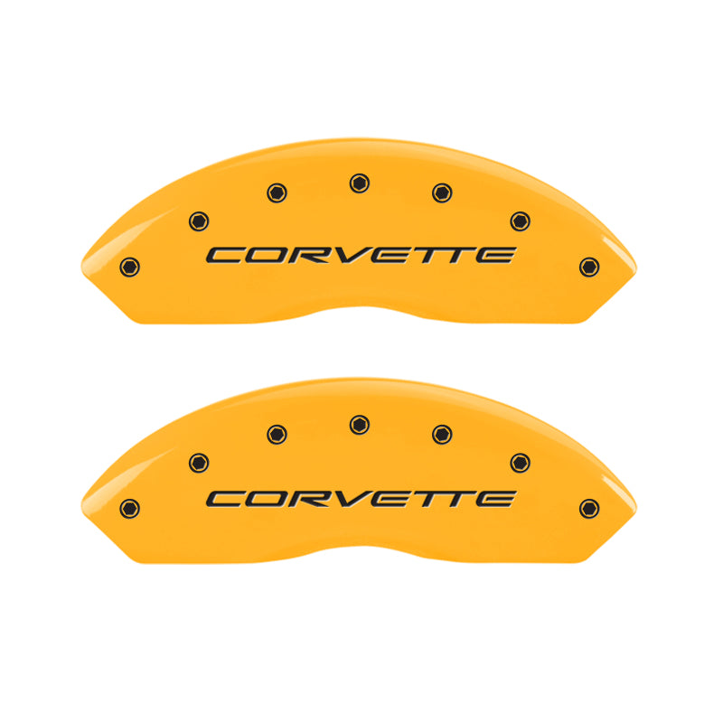 MGP 13007SCV5YL - 4 Caliper Covers Engraved Front & Rear C5/Corvette Yellow finish black ch