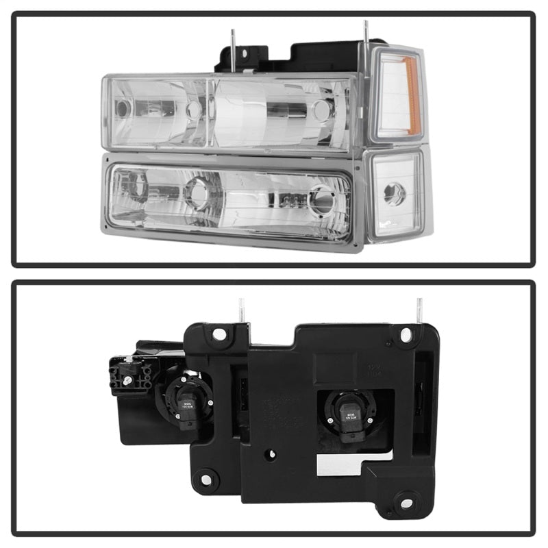 SPYDER 5069535 FITS 5069535 - Xtune Chevy Suburban 94-98 Headlights w/ Corner & Parking Lights 8pcs Chrome HD-JH-CCK88-AM-C-SET