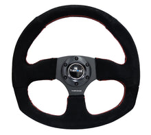 Load image into Gallery viewer, NRG RST-009S-RS - Reinforced Steering Wheel (320mm Horizontal / 330mm Vertical) Suede w/Red Stitch