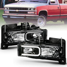 Load image into Gallery viewer, ANZO 111498 FITS 1999-2000 Cadillac Escalade Crystal Headlights Light Bar Black Housing (Pair)