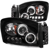 ANZO 111209 FITS: 2006-2008 Dodge Ram 1500 Projector Headlights w/ Halo Black