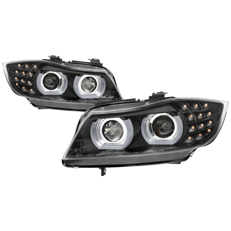 SPYDER 5086488 - Spyder 09-12 BMW E90 3-Series 4DR Projector Headlights HalogenLEDBlackPRO-YD-BMWE9009-BK