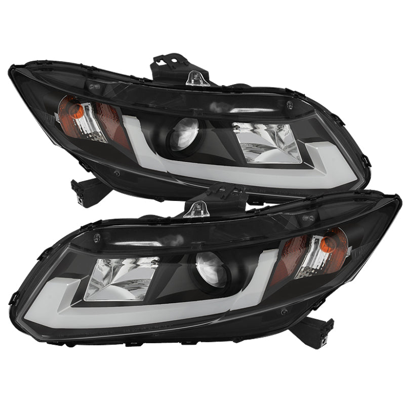 SPYDER 5076519 - Spyder 12-14 Honda Civic (Excl. 2014 Coupe) Projector Headlights Lgtbr DRL Black PRO-YD-HC12-DRL-BK